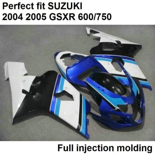 ABS plastic fairings for Suzuki injection molding GSXR600 k4 04 05 white blue black fairing kit GSXR750 2004 2005 WN68
