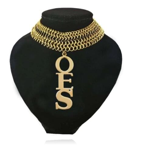 Big size Stainless Steel Gold Tone order of the eastern star OES Necklace Jewelry