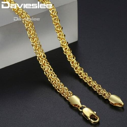 Davieslee Necklace For Women Men Boys Girls 5mm Wide Swirl Chain Yellow Gold Filled Womens Necklace DGN325