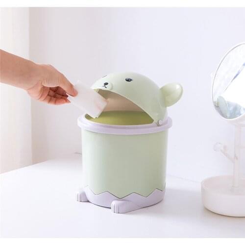 Panda Flip Desktop Trash Bin Home Living Room Coffee Table With Lid Small Paper Basket Plastic Garbage Cans Waste Bins