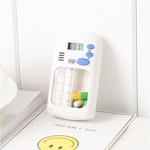 Plastic Portable Timer Box Plastic Reminder Box Weekly Pill Box Medication Organizer Alarm Box 2020 New