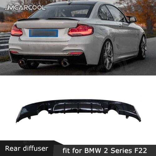 PP Material Carbon Look Rear Diffuser Gloss Black Bumper Cover for BMW 2 Series F22 M Sport 2014-2017 Auto Car Decoration
