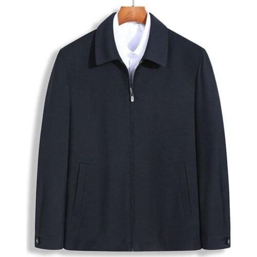 Casual spring and autumn jacket mens father coat flip collar middle-aged super size mens wear fattening fat man