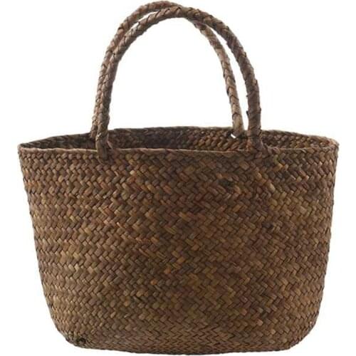 Casual Straw Bag Natural Wicker Tote Bags Women Braided Handbag For Garden Handmade Mini Woven Rattan Bags