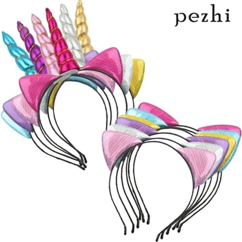 1pcs Fashion Cartoon Unicorn Cat Ears Colorful Party Headband Fashion Cute Child Birthday Party Headband Hair Accessories