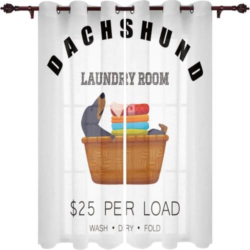 Laundry Animal Dog Dachshund Modern Curtains for Living Room Luxury Window Treatments Bedroom Kitchen Curtains Drapes