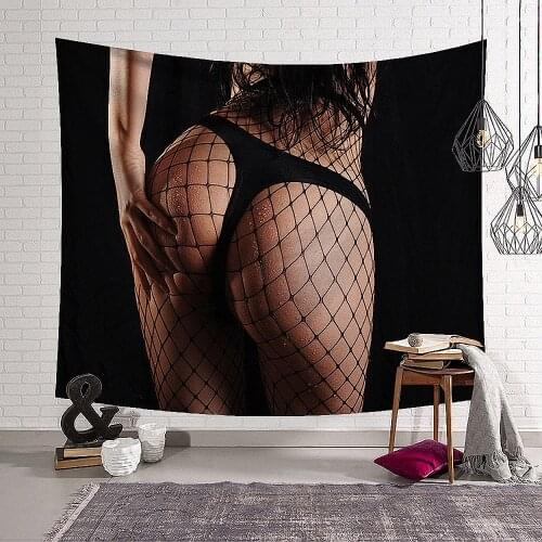 Sexy Artistic Woman Silk Mesh Panties Ass Poster Wall Carpet Canvas Painting Flags Banners Tapestry Hotel Cafe Home Decoration 8
