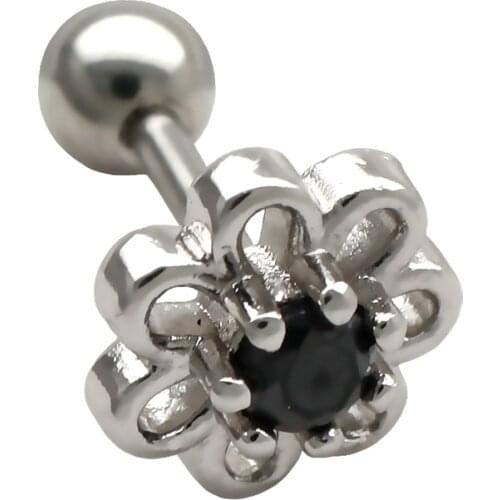 JHJT 16G Cartilage Earrings Stud 316L Surgical Stainless Steel Flower Shape MulticolorHelix Tragus Lobe Studs Ear Body Piercing