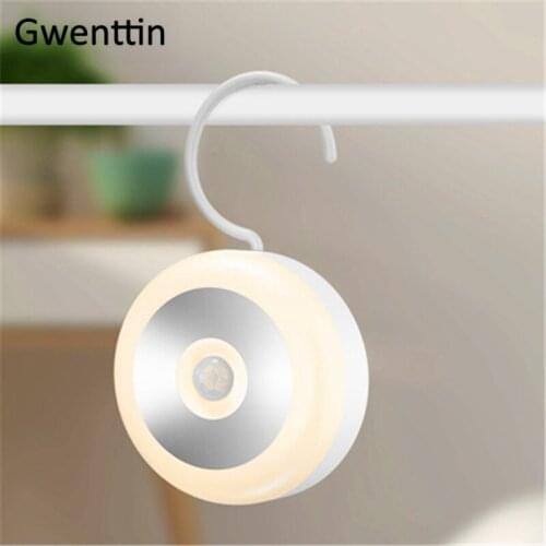 Motion Sensor Light Home Portable LED Night Light Night Lamp Hook Design Magnet Wall Lamp Closet Cabinet Bedroom Aisle Luminaria
