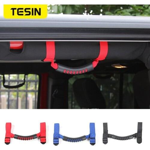 TESIN 4x4WD Armrest Top Grab Handles Grip Bar Pulling Tab Roll Bar Mount For Jeep Wrangler CJ TJ JK JL Sports Sahara Rubicon