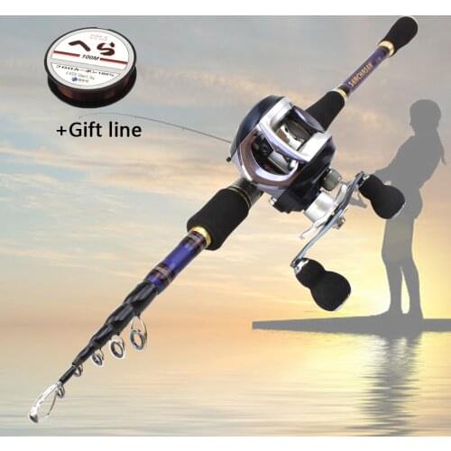 1.8m 2.1m 2.4m 2.7m carbon lure rod Casting Rods and Casting Reels Fishing Set Travel Tackle fishing set Telescopic Fishing Rod