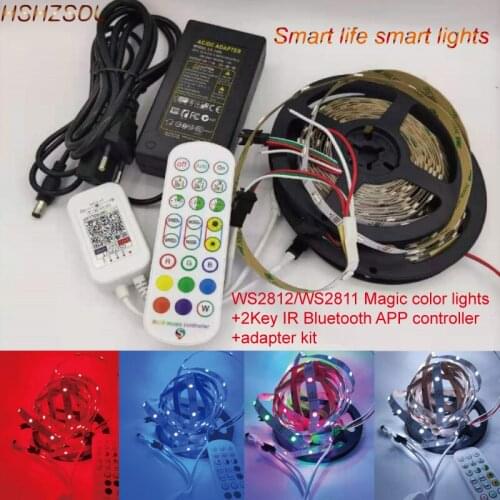 Smart lights 24key IR Bluetooth 12V WS2811 5V WS2812 Flexible Ribbon LED Light Tape magice dream muti color App Control lights