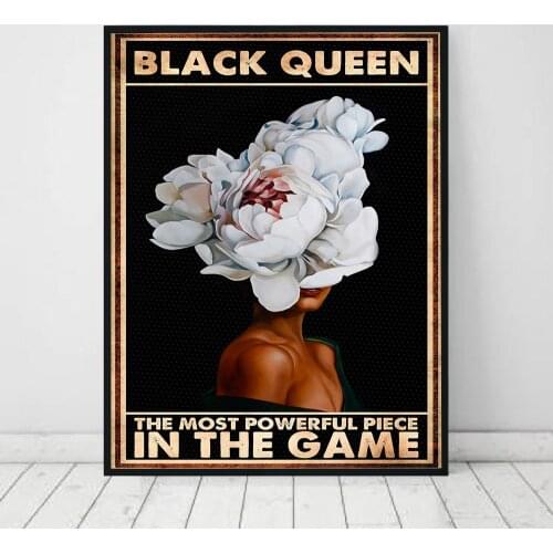 Mental Black Queen Head Flower Girl Nordic Posters And Prints Wall Art Canvas Painting Print Wall Pictures For Living Room Club