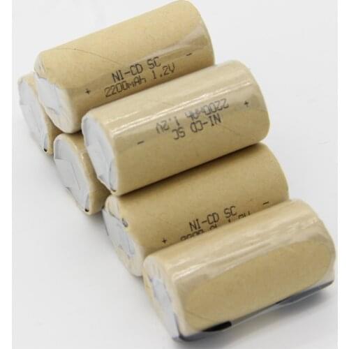 Yeckpowo SUB C battery SC batteries nicd akkumulator 1.2V 2200mah for makita with soldering tapes for bosch power tools