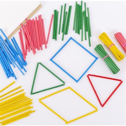 100pcs Bamboo Color Counting Sticks Montessori Teaching Aids Mathematics Counting Rod Kids Preschool Math Learning Toy for Child