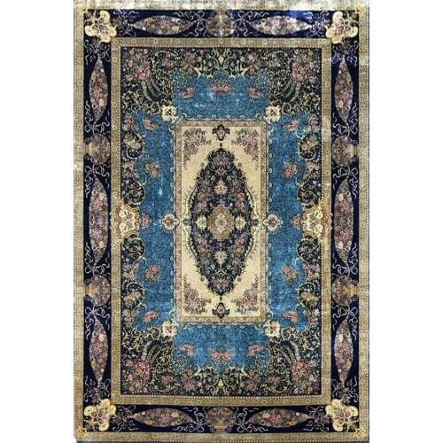 12x18 Feet Big Area Carpets Hand Knotted Silk Rug Persian Carpet Floral Design Blue Luxury Villa Carpet