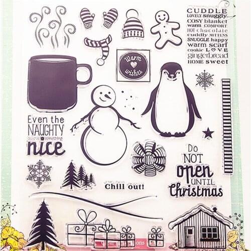 19.5*23.5CM Hot sale penguin Clear Stamps / Silicone Seals Roller Stamp for DIY scrapbooking photo album/Card Making