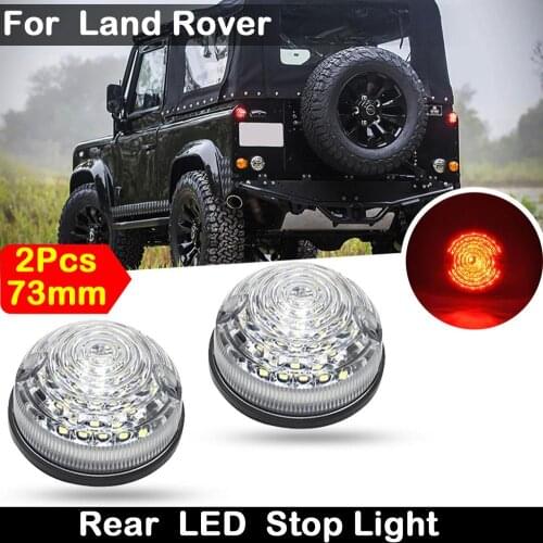 2Pcs 73mm Clear Lens Car Tail Rear Red LED Stop Light For Land Rover 90/110 1983-1990 Defender 1990-2016