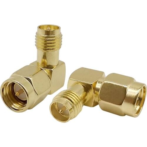 2Pcs L Shape SMA Connector SMA Male Plug to RP SMA Female Jack Right Angle 90 Degree RF Coaxial Connector for WIFI Antenna FPV