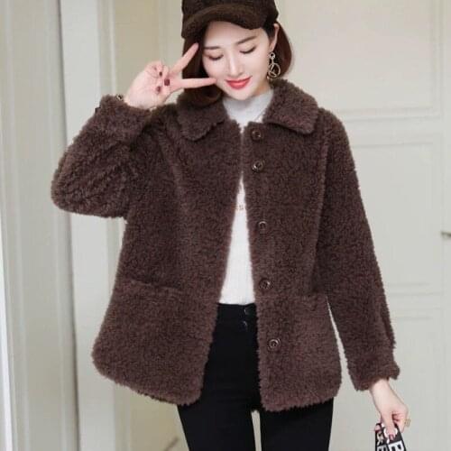 2021 Winter Thicken Warm Teddy Fur Jacket Lambs Wool Coat Women Casual Fashion Overcoat Fluffy Cozy Loose Outerwear Female X351