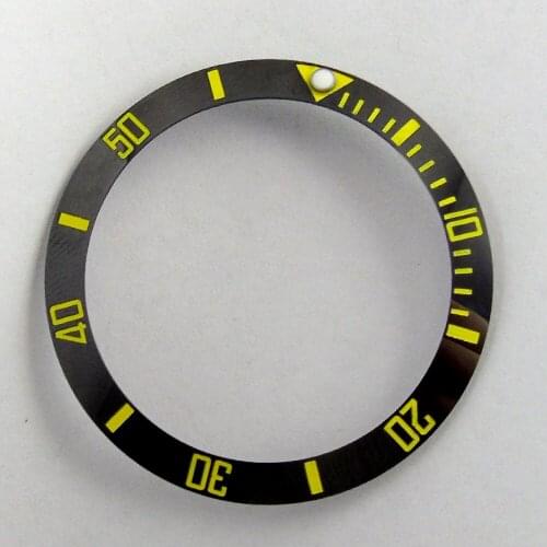 38mm Watches Replacement Accessories Black Ceramic Bezel Yellow marks Fit for 40mm SUB for Watch Face