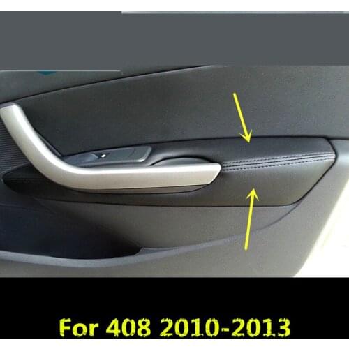 4PCS Microfibre Leather Interior Doors Armrest Cover For Peugeot 408 2010 11 12 2013 AAB029