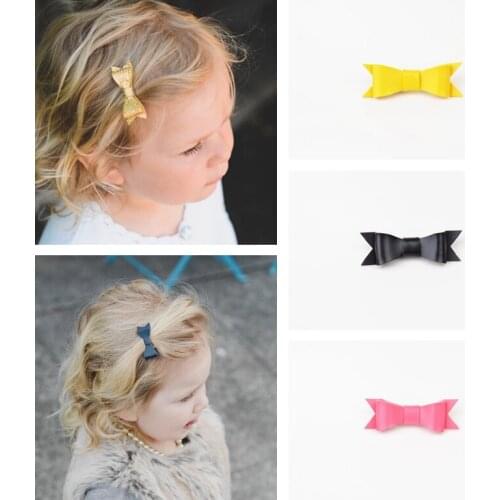 5pcs/lot Boutique Baby Girl Hairbow Hairpins Fashion Leather Bow Hair Clips For Kids Best Gift For Children Turban Headwrap A139