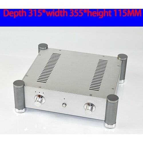 KYYSLB 315*355*115MM All Aluminum Preamp DAC Amplifier Chassis Box House DIY Enclosure with Switch Knob Amplifier Case Shell