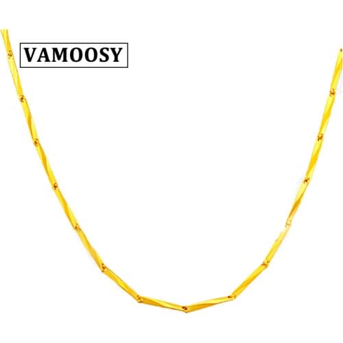 VAMOOSY DIY Chain Glossy copper Necklace chain 24K Gold color Exquisite thin neck chain Women Jewelry for Pendant Accessories