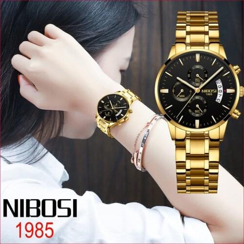 NIBOSI 2309 Women Watches Top Brand Luxury Beautiful Gold Ladies' Clock Creative Personality Quartz Dress Watch Relogio Feminino