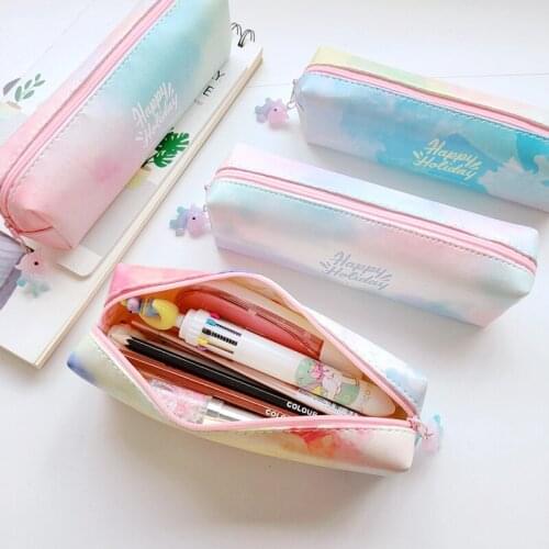 PU Unicorn School Zipper Pencil Case Pink Pen Bags Kawaii Pencil Bags Penalty For Girls Gift Office Supplies Korean Stationery