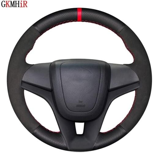 Black Genuine Leather Suede Car Steering Wheel Cover For Chevrolet Cruze 2008-2015 Aveo 2010-2015 Orlando 2009-2015
