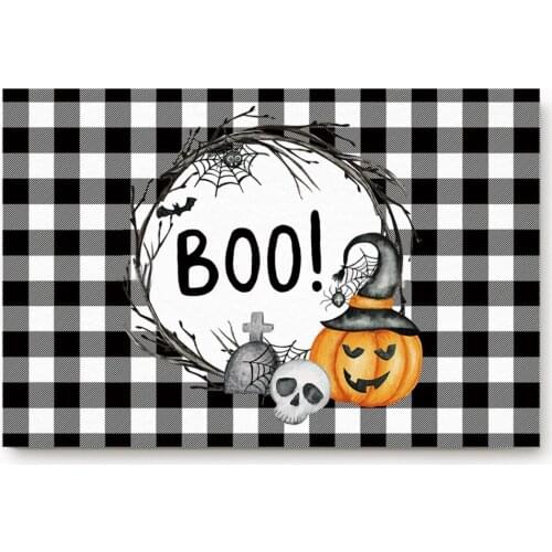Home Entry Decorative Door Mats Pumpkin Lattice Ottoman Doormat Style A Terylene Halloween 40*60cm Bedroom Carpet