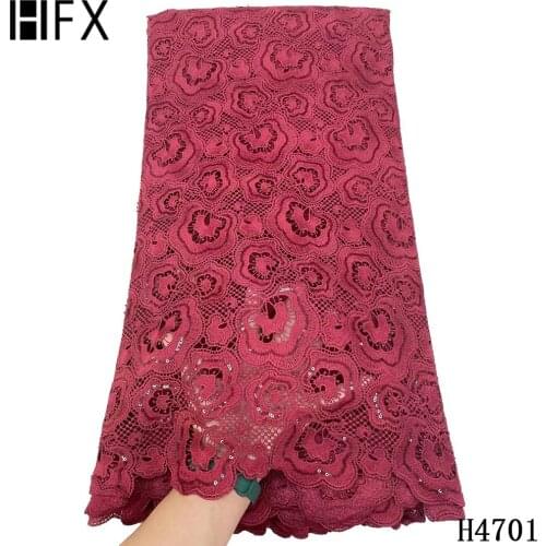 HFX 2021 Cord Lace Embroidery High Quality Swiss Water Soluble Lace Fabric Guipure Lace French African Tissu Material For Party