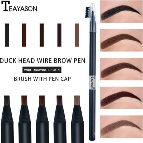 5 Colors EyeBrow Pencil Waterproof Long Lasting Paint Tattoo Eyebrow Pen Makeup Tint Natural Eye brow Pen With Brush TSLM1