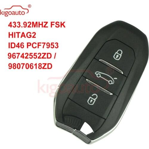 Kigoauto Aftermarket brand new smart key 3 button 434Mhz ID46 chip for Citroen C3 C4