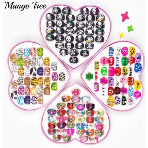 36/Pcs Aesthetic Acetate Childrens cartoon ring Acrylic Thick Leopard Print Cute Girl Jewelry Birthday Gift Boxes