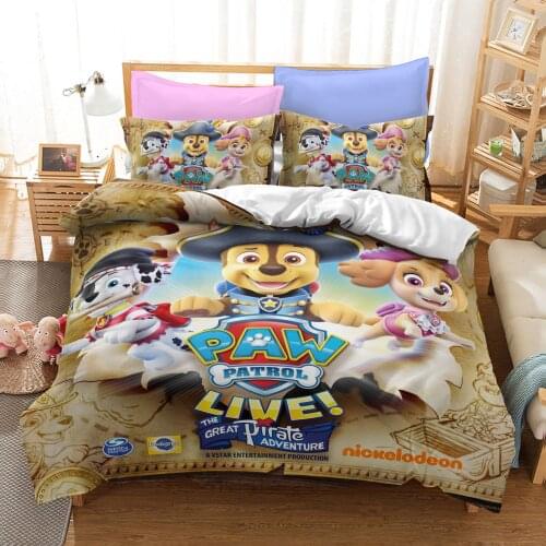 PAW PATROL Three-piece Bedding Set Spin Master Childrens Bedroom Home Textile Kit Quilt Cover Sheet Pillow Case Birthday Gift