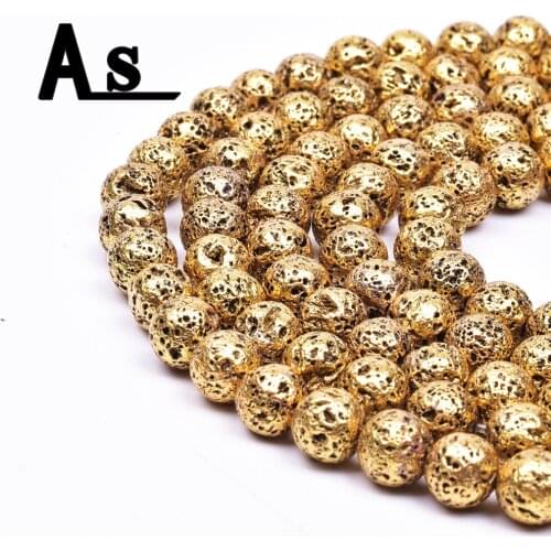 Asingeloo Brown Lava Stone Beads Metallic Natural Beads For Jewelry Making Grey Beads Supplies For DIY Making