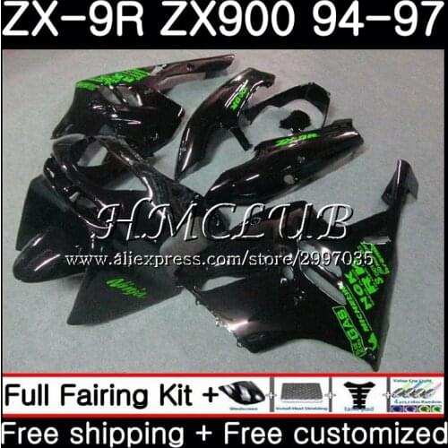 Body For KAWASAKI NINJA ZX900 ZX-9R 1994 1995 1996 1997 66HC.13 ZX 9 R 94 97 ZX 9R 900CC ZX9R 94 95 96 97 Fairing Gloss black