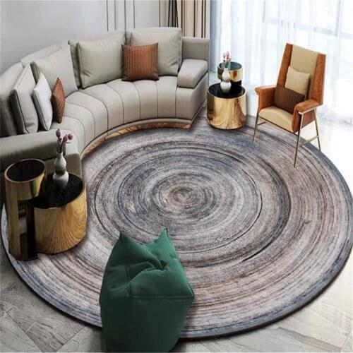 Fashion Luxury Carpet with Annual Ring Printed Round Carpet for Living Room Geometric Endless Rugs Dining Room Decoration