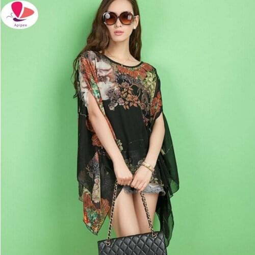 Summer Style Fashion Womens Vintage Flower PrintMuti Colors Chiffon Shirt Women Loose Chiffon Kimono Cardigan