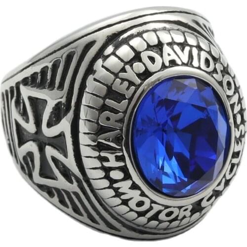 Fashion Jewelry Stainless Steel Multicolor Stone Ring Men Trendy Simple Punk Jewelry Gift 24002