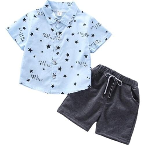 New Children Cotton Clothes Summer Baby Boys Printing Shirts Shorts 2Pcs/sets Infant Casual Fashion Clothing Toddler Tracksuits