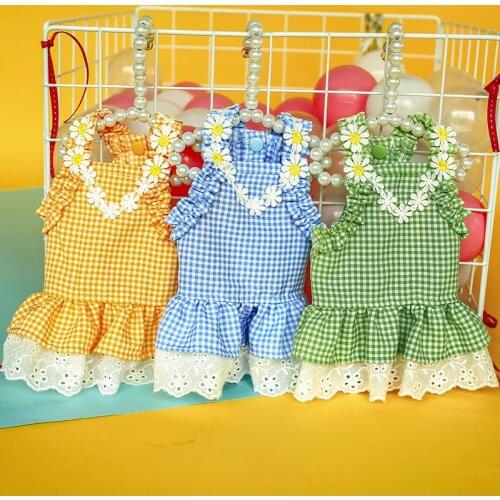 New Summer Thin Dog Dresses Girl Pet Clothes Dog Skirt with Flowers Puppy Clothes Vestidos Para Perras