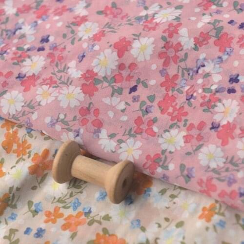 One meter High quality Chiffon fabric Beautiful floral print tissu Summer top dress shirt baby clothes handmade DIY material