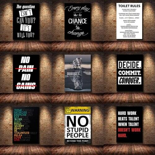Office Decor Wall Art Motivational Phrases Poster Inspiring Words Wall Art No Pain No Gain Canvas Painting Print Picture Cuadros