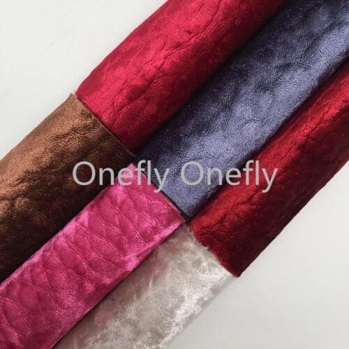 Onefly Wholesales Dropshipping Leather Supplier Litchi Embossed Crushed Velvet Fabric Sheets For Bow DIY GM3254A