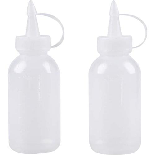 Hot Kitchen Plastic Sauce Oil Liquid Dispensing Squeeze Bottle 100cc 2 Pcs