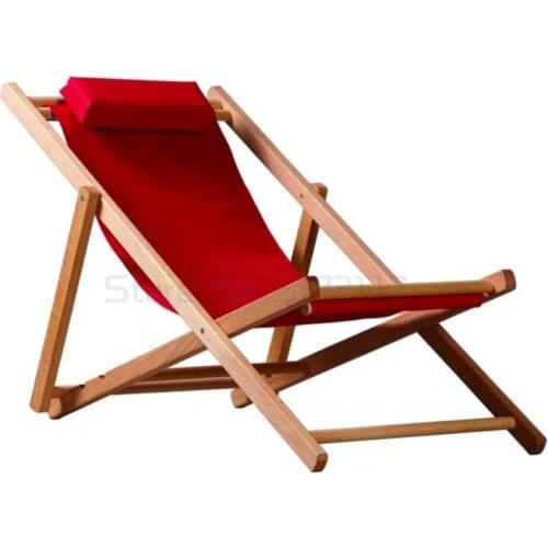 Beach chair solid wood folding chair Nordic home stay lounge chair balcony home leisure chair lazy sofa chair